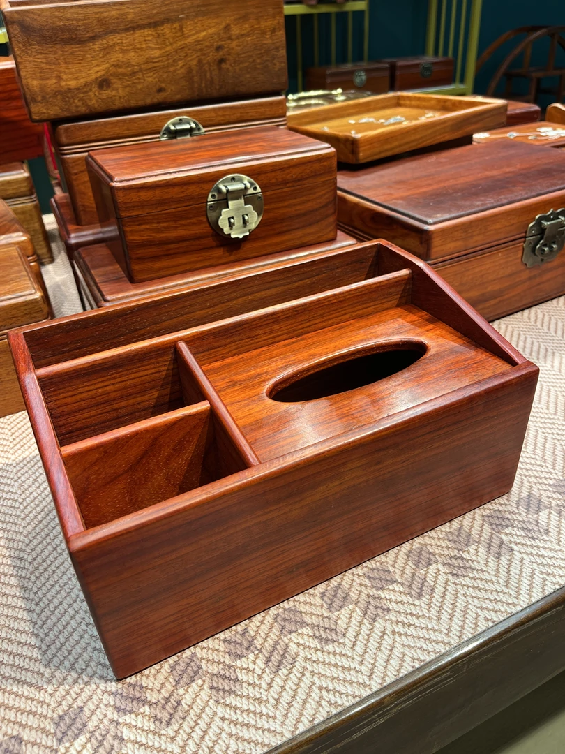 红花梨客厅中式木质创意多功能纸巾盒长28宽17后高13cm前高10.5CM