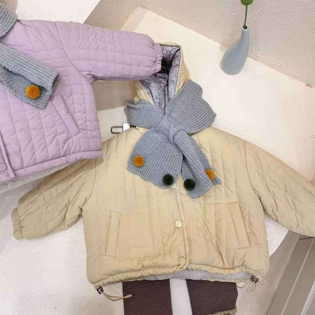 女童棉服冬装加厚保暖宝宝棉衣洋气百搭女孩冬季加棉连帽棉袄外套