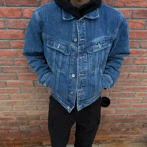 ZTKG重磅复古肌理感水洗褪色纹路蓝色牛仔夹克cleanfit翻领外套