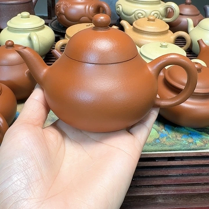 紫砂茶壶朱泥半手工