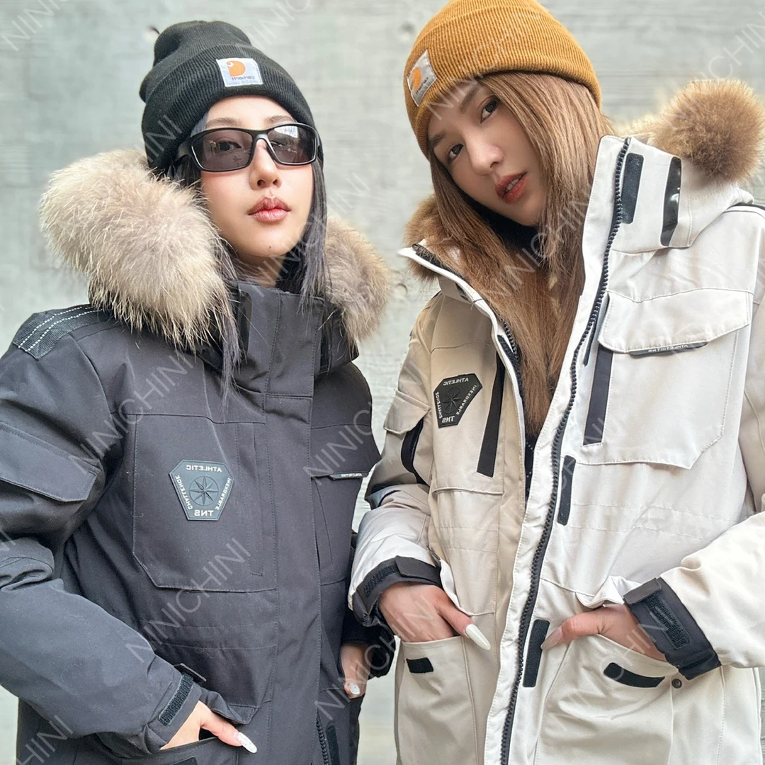 冬季加厚男女同款保暖毛领派克外套