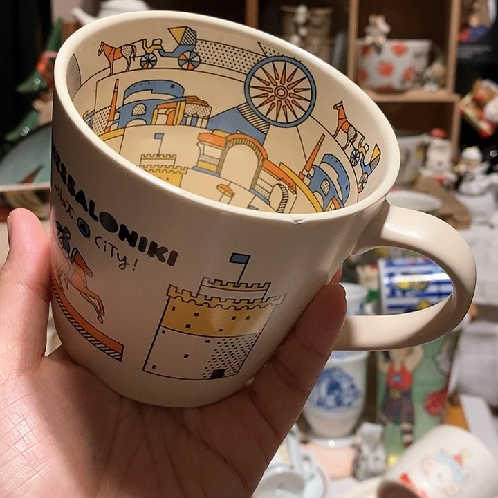 口沿有磕碰希腊品牌马克杯