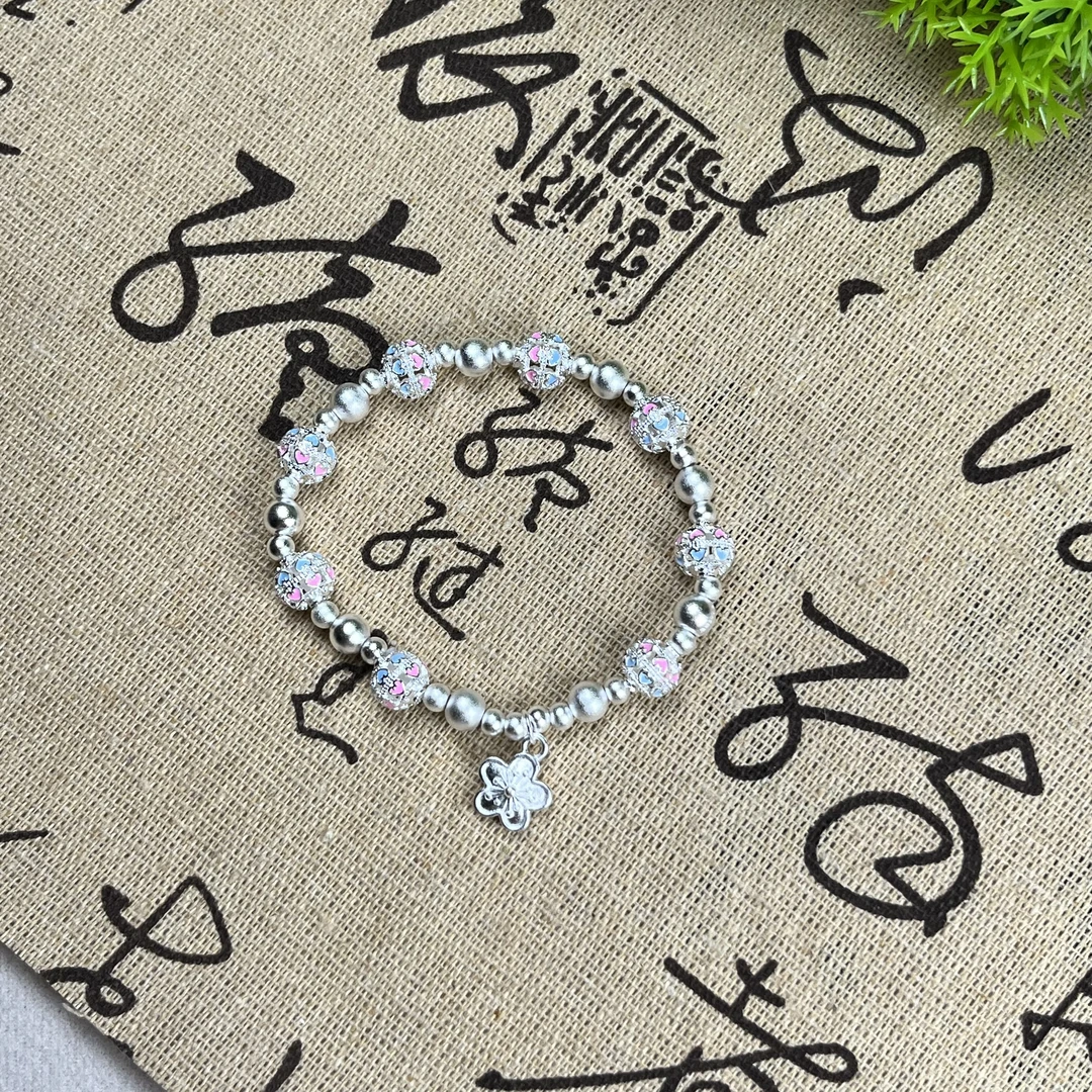 足银手链 足银手链A223莲花吉祥手串足银9999时尚个性手饰