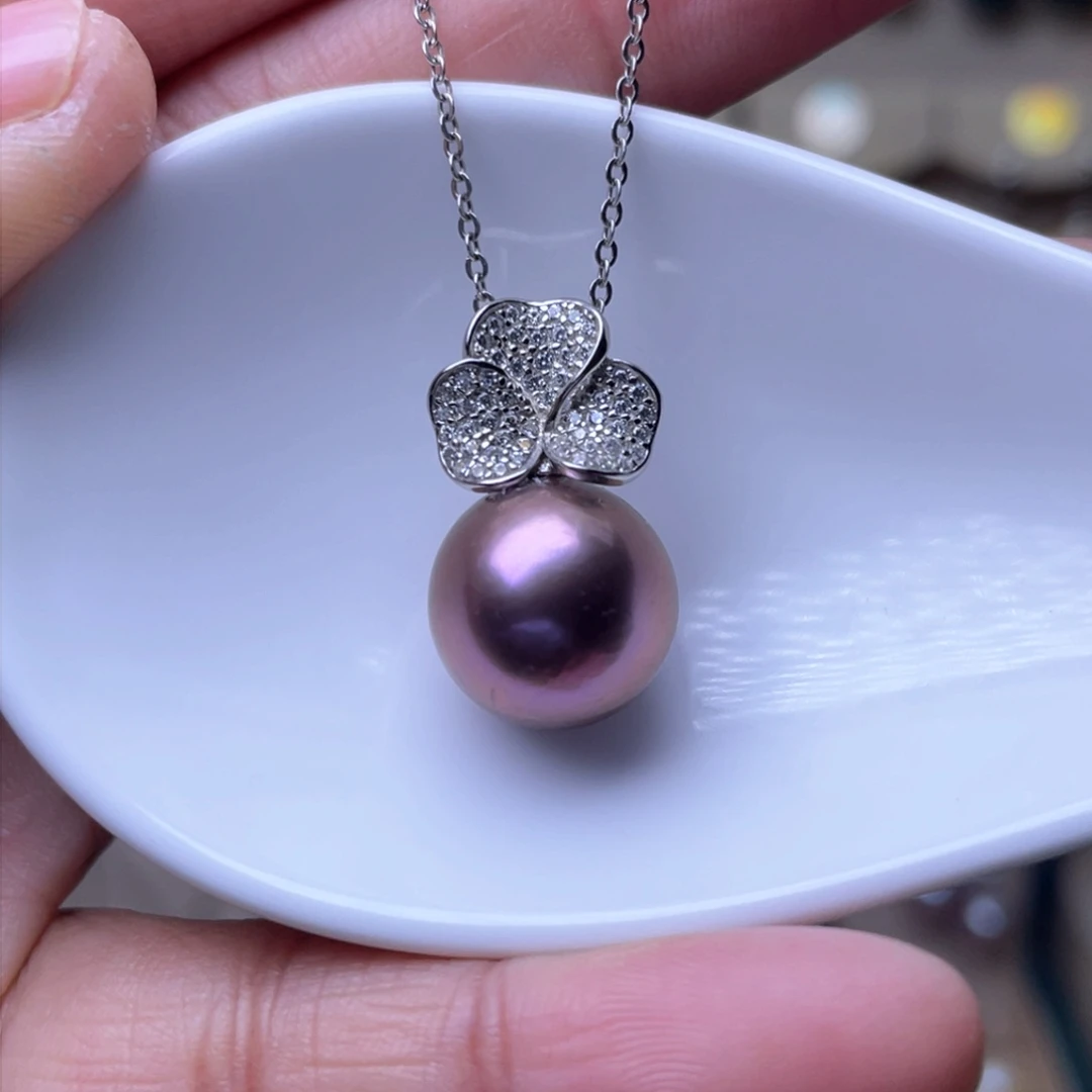 淡水珍珠吊坠银S925镶嵌