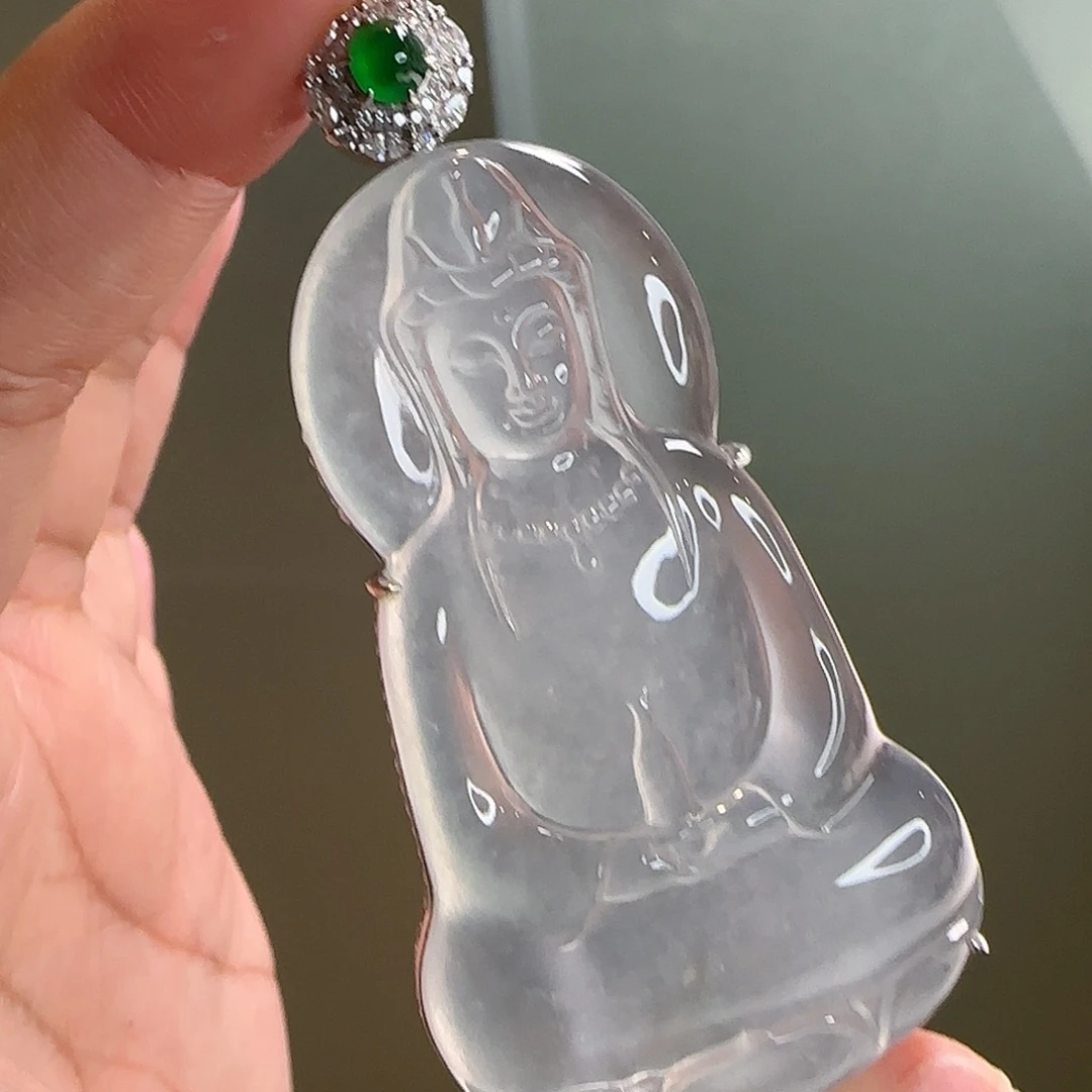 翡翠18K金镶嵌颈饰天然翡翠