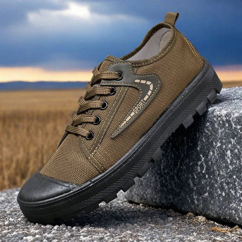桥峰户外休闲防滑透气注压鞋工装鞋迷彩耐磨干活鞋农田黄胶鞋