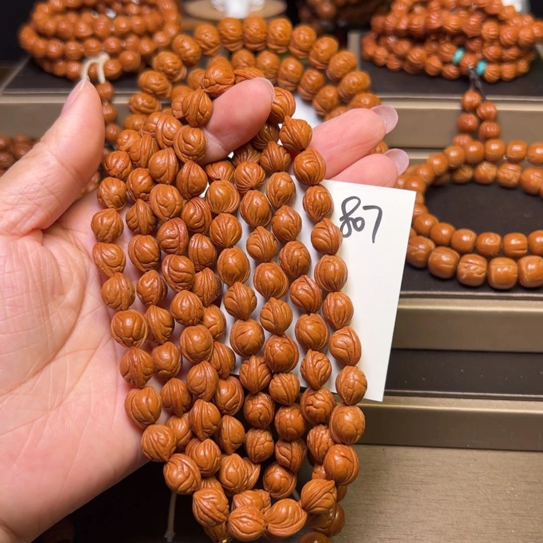 手串桃核野生籽玉龙脊小龙纹09左右精品无修108脖挂