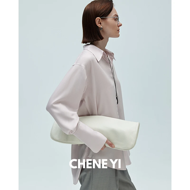 CHENE YI日本篙垂感弯弧剪刀领设计通勤/休闲/百搭衬衫