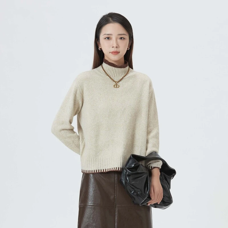 【籽言专属】圣迪奥气质百搭休闲轻奢设计款套头针织衫S233Z3577