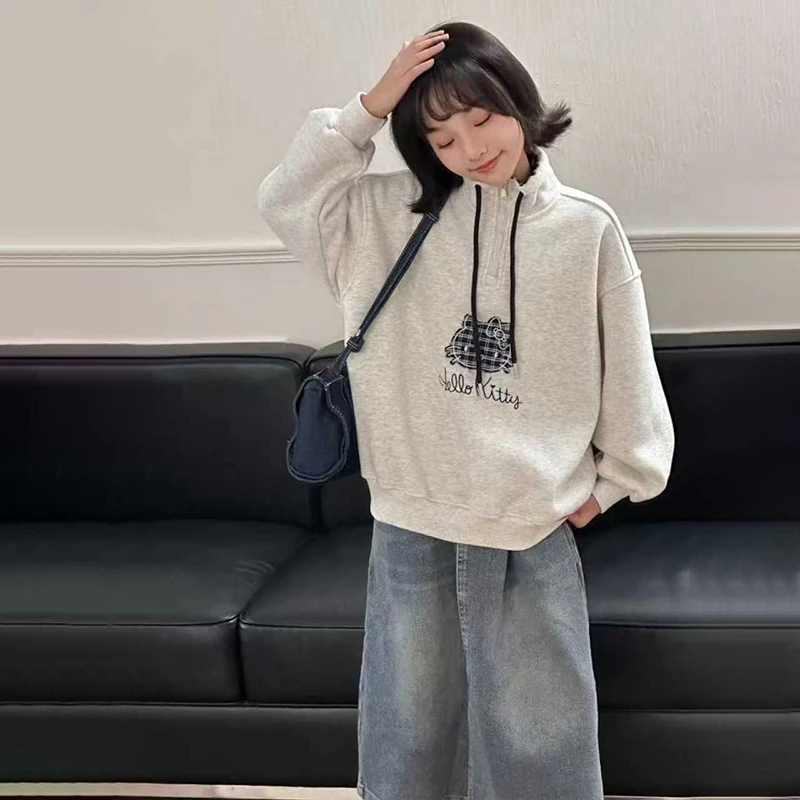 【恬颖KIDS】秋冬女童加绒卫衣童装保暖上衣中大童一体绒洋气套头衫