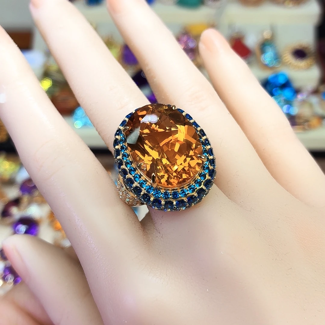 水晶戒指银S925镶嵌