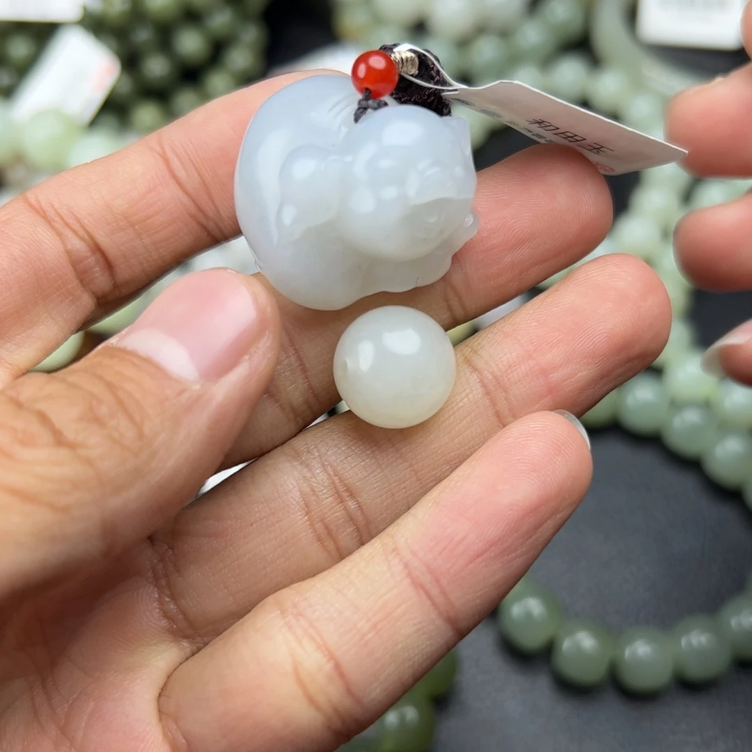 和田玉手链未镶嵌喵**咪共两件