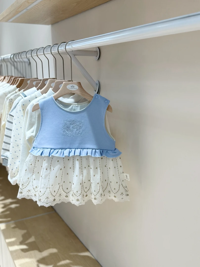 2025年婴幼儿秋季新款背心裙牛仔礼服裙蓝色双层宽肩裙91625037