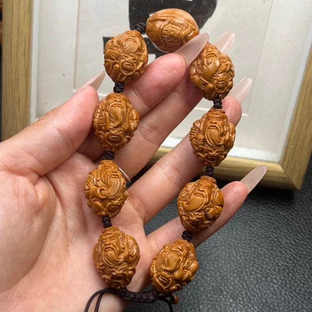 【整身关公】关二爷武财神精修款橄榄核雕手工文玩手串铁核吊坠