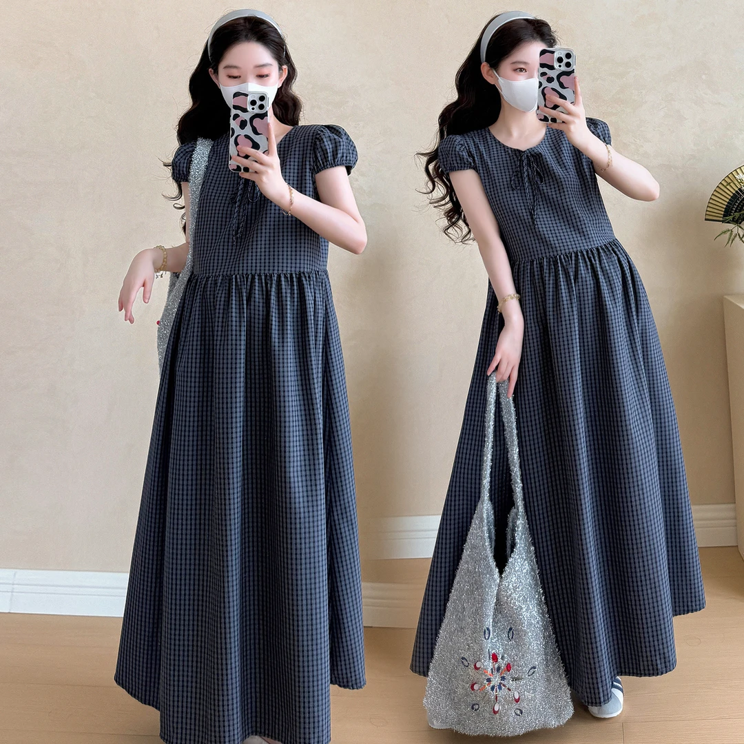 孕妇装2025夏季新款法式气质百搭宽松显瘦遮肚系带大码孕妈连衣裙