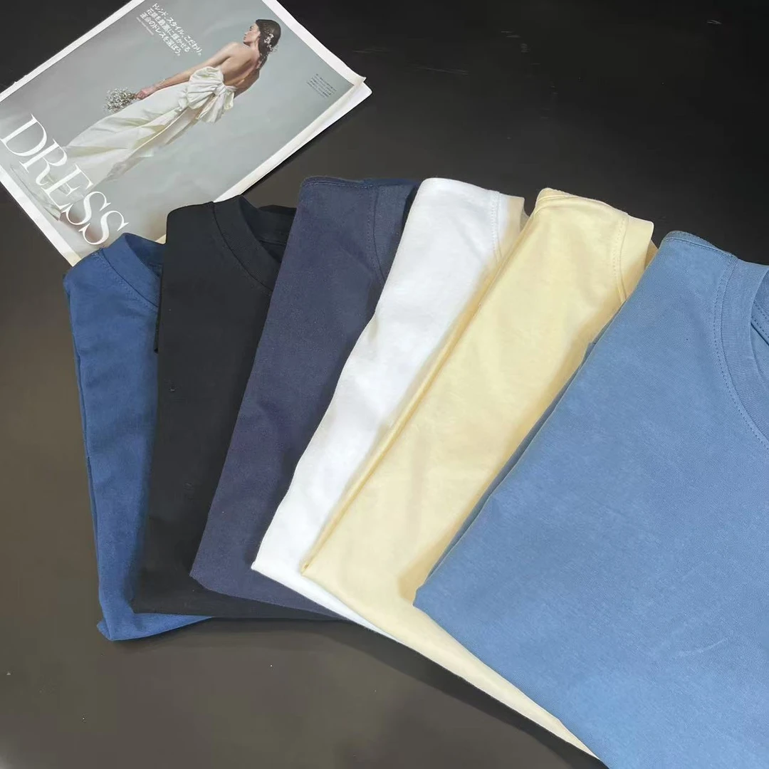 休闲风纯棉休闲时尚百搭圆领纯色短袖T恤H5230