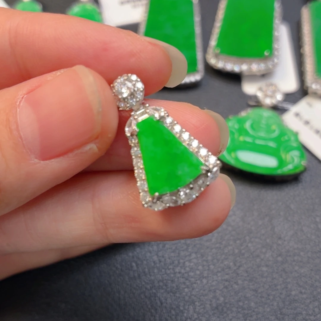 翡翠银S925镶嵌吊坠(不含链)