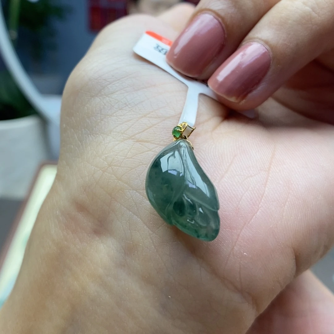 颈饰18K金镶嵌翡翠吊坠14