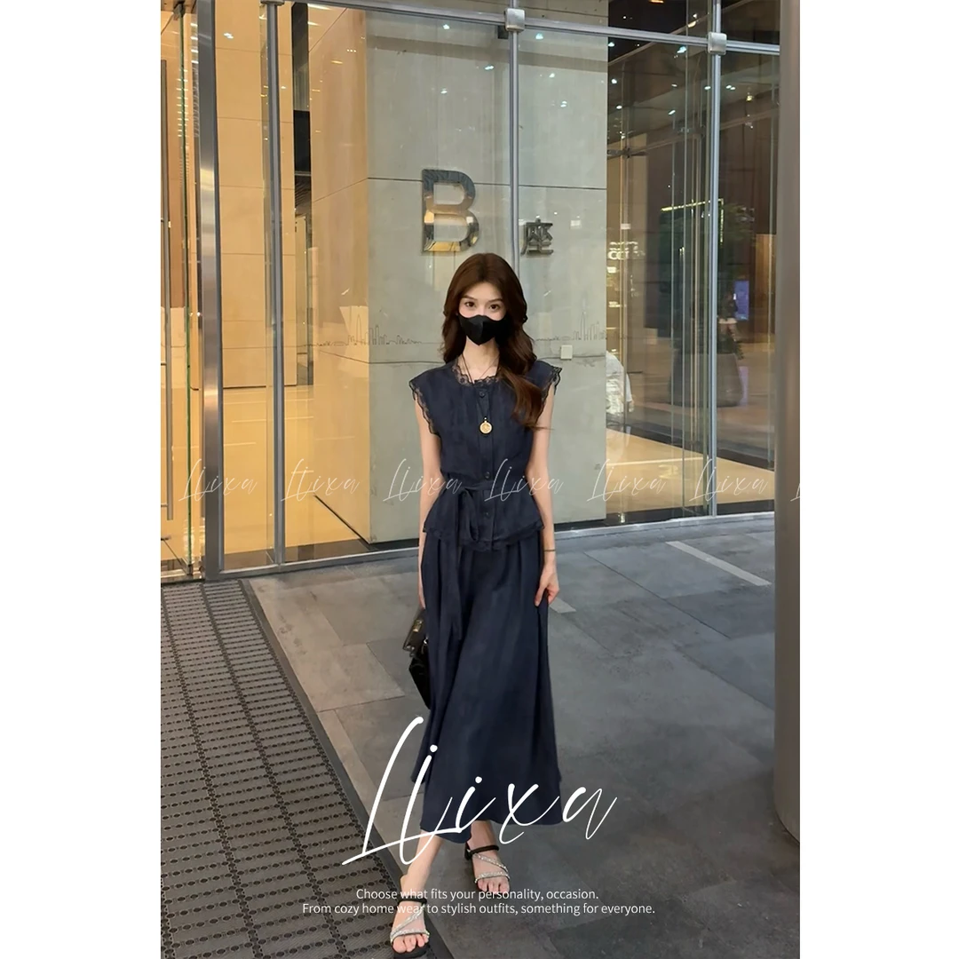 Liixu时尚套装夏新款气质减龄显瘦休闲薄款半身裙三件套L52TZ413