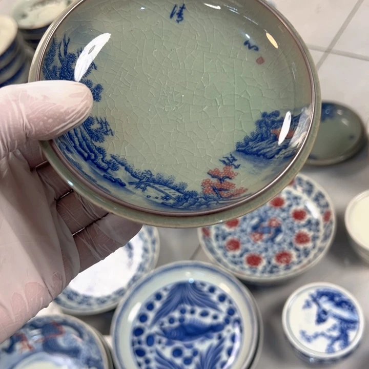 瓷片淘泥山水簸箕壶茶