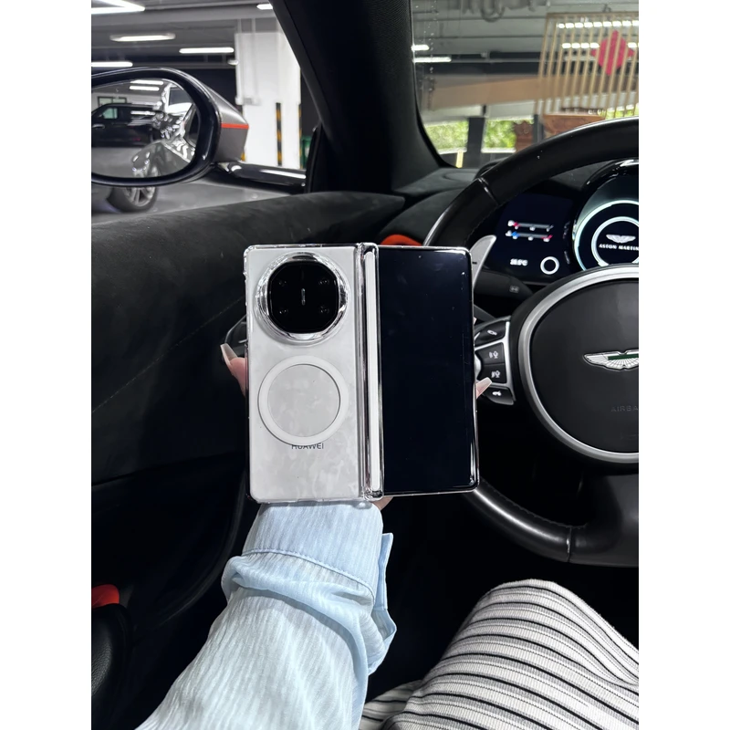 适用于华为MateX5/MateX6手机壳透明瓦楞纹磁吸中轴保护套