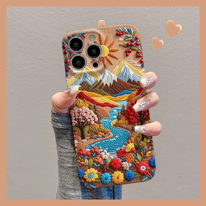 橙色山川适用苹果16promax手机壳vivo华为荣耀oppo小米15菲林壳