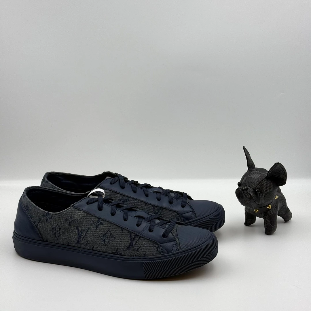 99新 LouisVuitton/路易威登 蓝色牛仔老花满印 时尚板鞋 41.5码