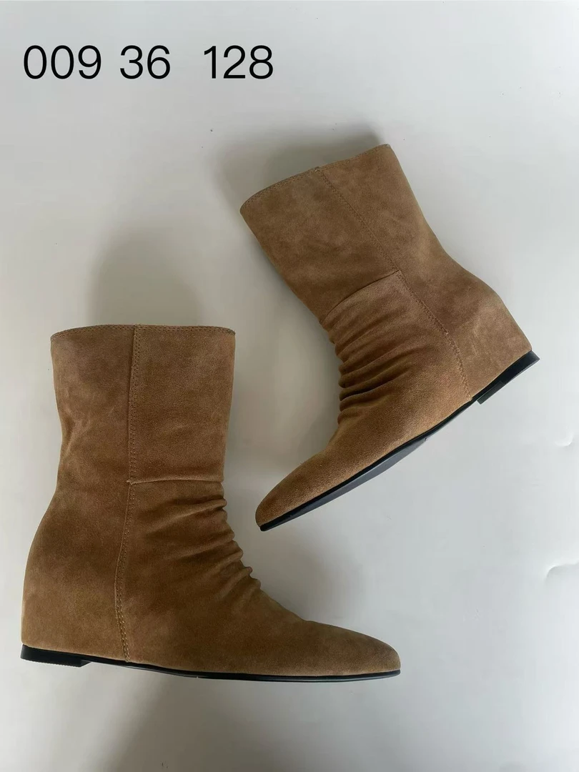 009高跟磨砂方头增高尖头职业风短靴猫跟女36