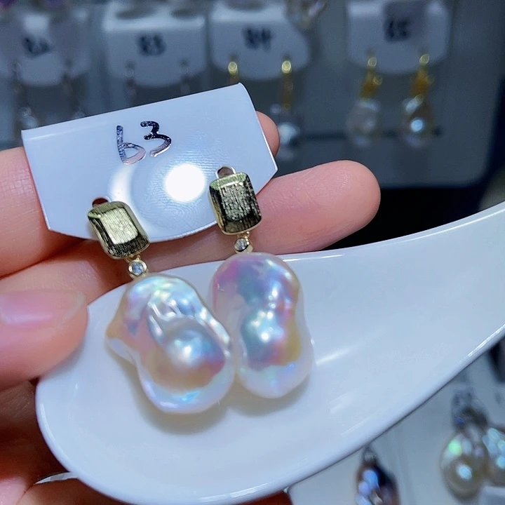 淡水珍珠耳饰银S925镶嵌雾