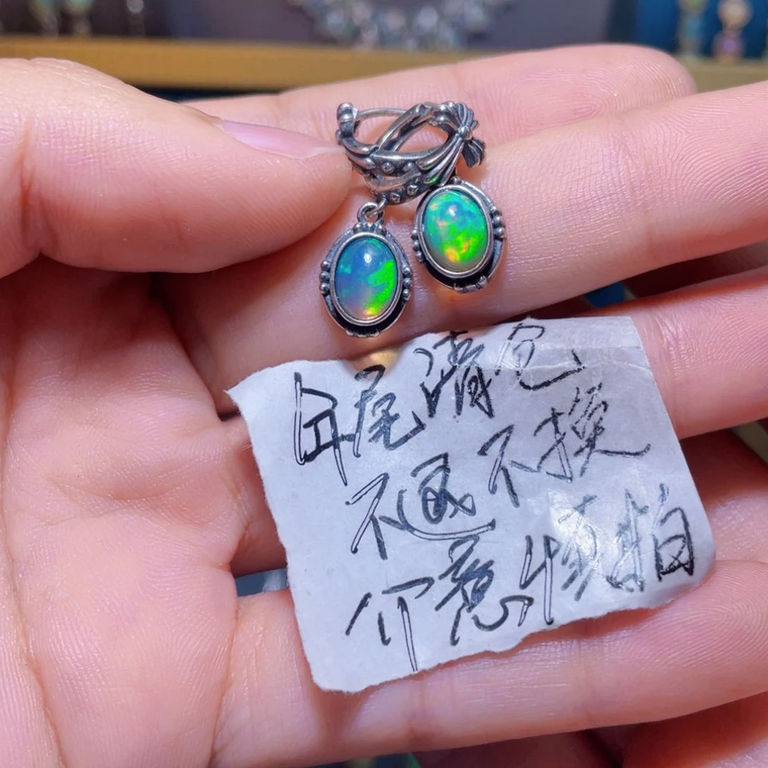 欧泊耳钉）银S925镶嵌原****来