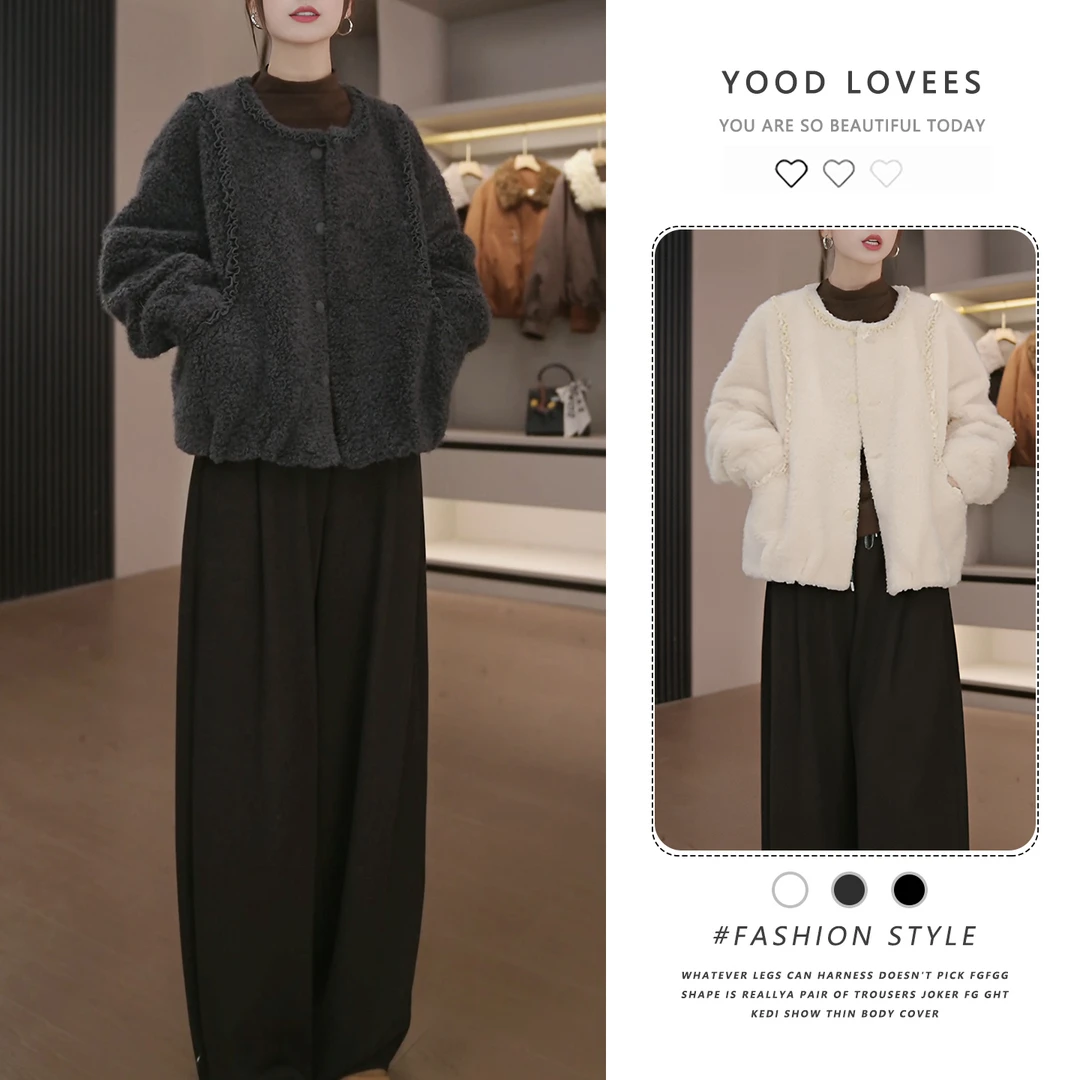 时尚减龄日常百搭短外套女2025冬季新款洋气百搭高级感毛茸茸上衣