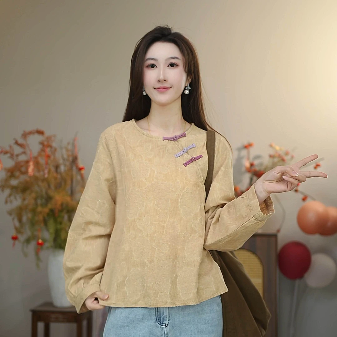 【9061人好评】春款上新原创设计中式文艺小衫百搭夏季宽松时尚复古