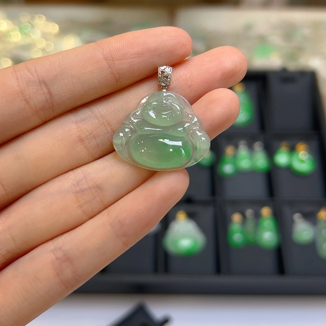 翡翠18K金镶嵌吊坠(不含链)翡翠