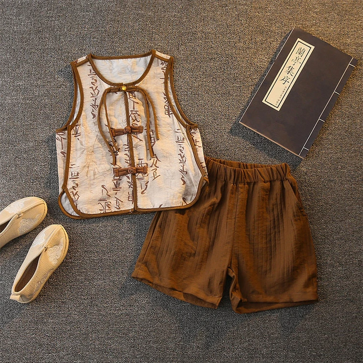 SNB  2025夏季儿童新款薄款新中式字母古风吉祥设计套装  BX017