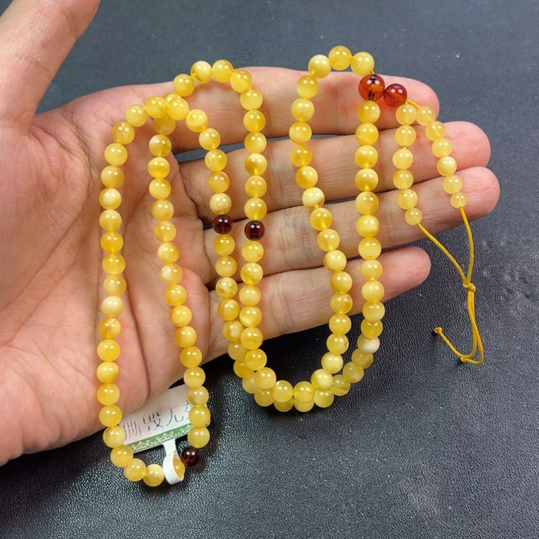 蜜蜡颈饰未镶嵌多样性老黄蜡蜜蜡高端链子125颗