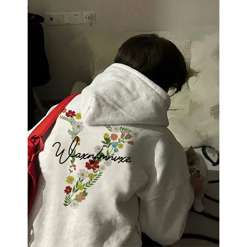 特大码300斤加厚花卉小众连帽卫衣男秋冬oversize加绒保暖外套潮