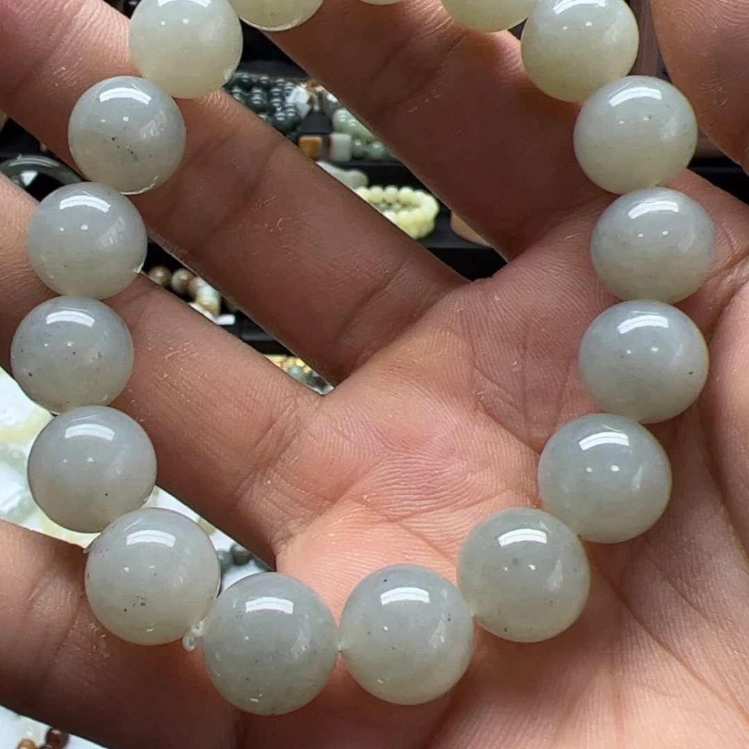 手链未镶嵌和田玉点墨青花卡12圆珠
