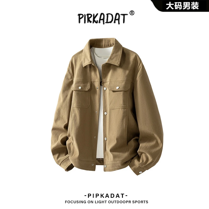 Pirkadat美式复古潮流休闲宽松外套男秋季新款肌理感翻领工装夹克