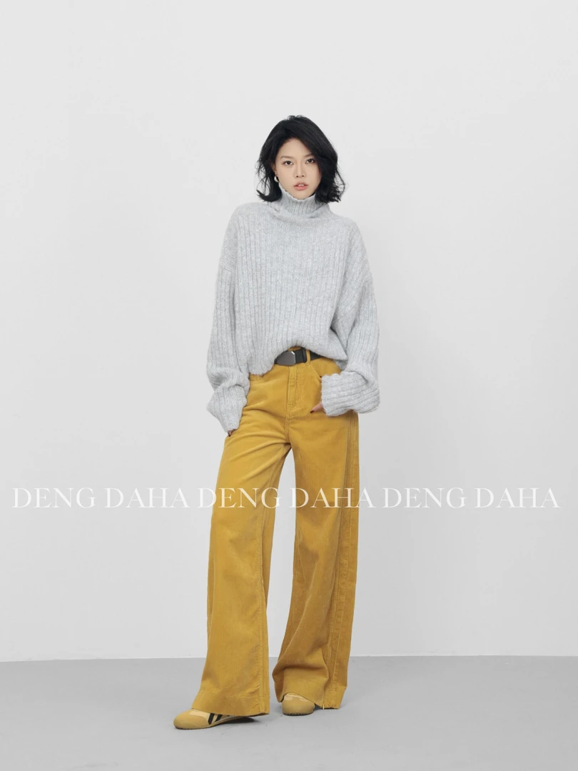 「绒感裤」复古百搭灯芯绒阔腿裤秋冬休闲裤HBZC917301