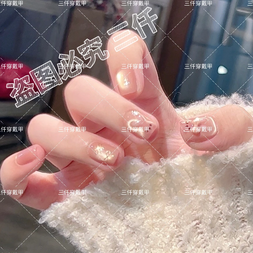 【光波小兔】三仟手工穿戴甲 小兔细腻猫眼美甲 可爱手绘美甲