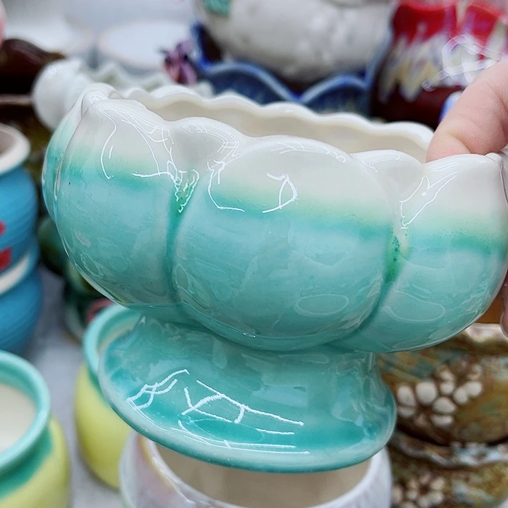 多肉绿植陶瓷花盆9.9包邮，有孔