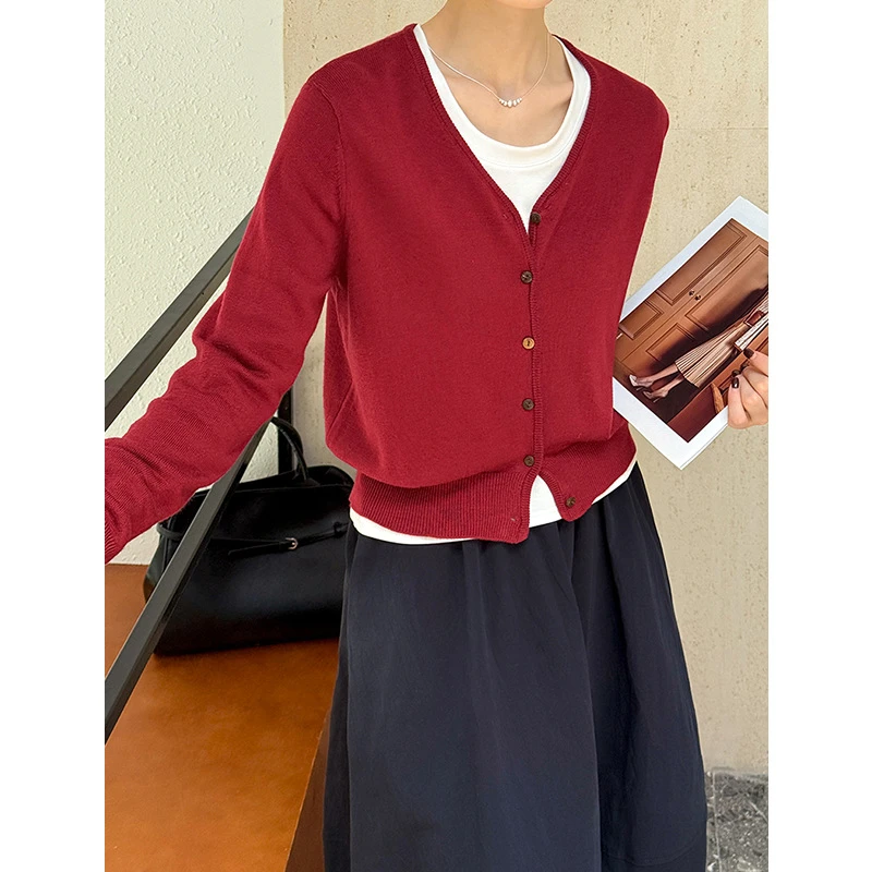 早秋新款时尚针织开衫女薄短毛衫宽松V长袖韩版毛衣爆款上衣百搭