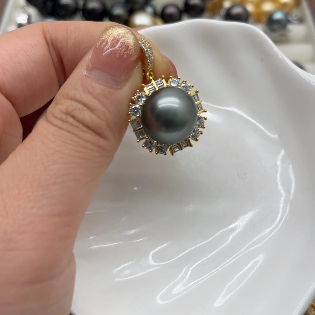 海水珍珠银S925镶嵌吊坠(不含链)