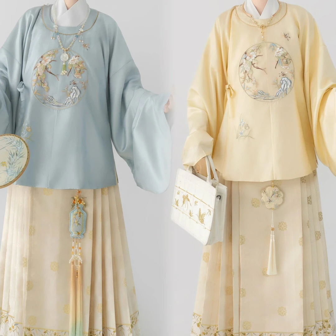 一木如棠原创汉服蝶枝明制圆领绣花补服仿妆花马面裙女春秋冬