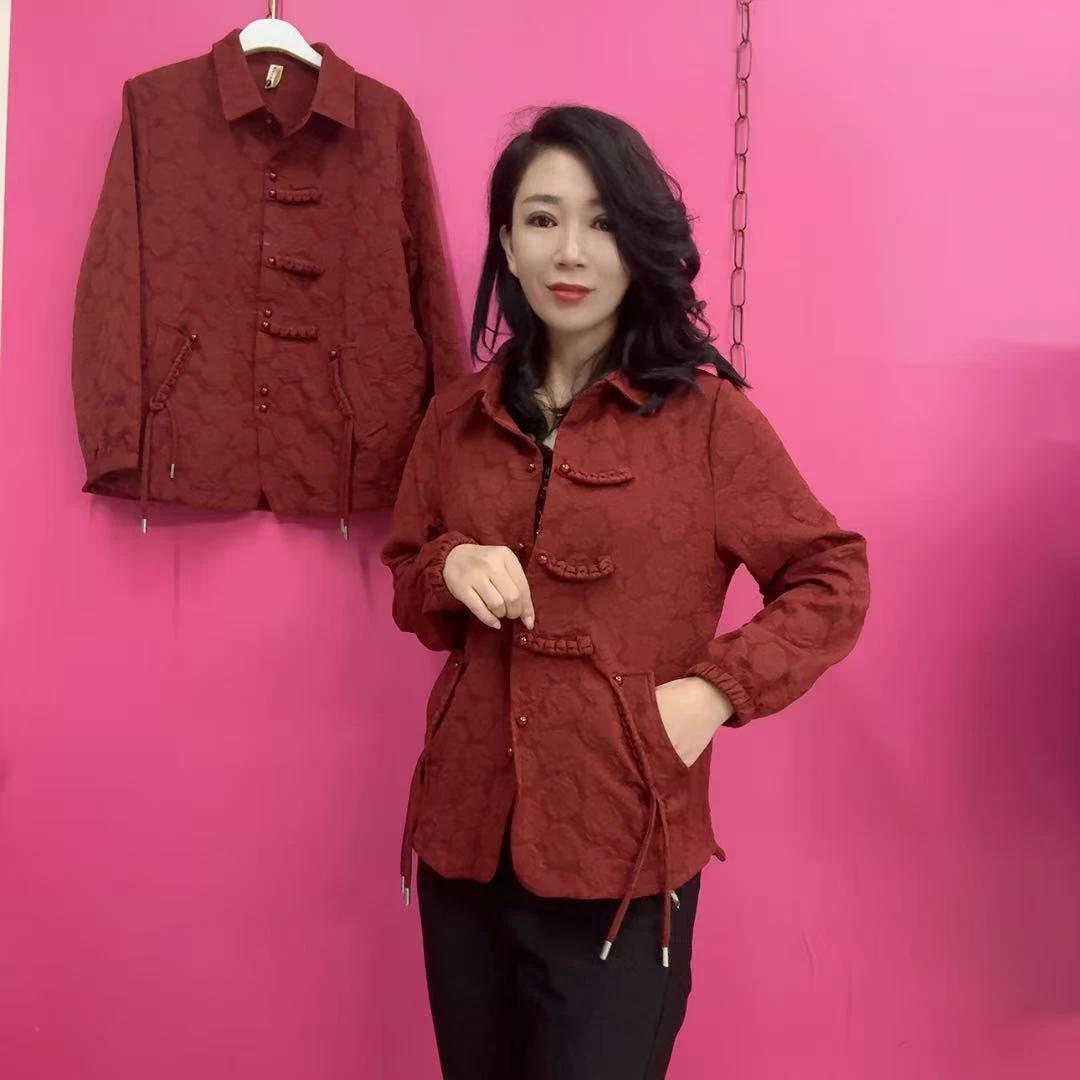 印花橘色小外套百搭