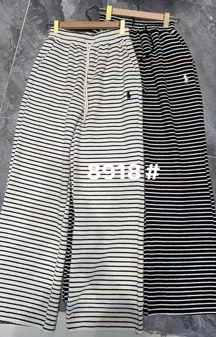 8918秋冬条纹卫裤刺绣松紧腰休闲裤休闲潮流