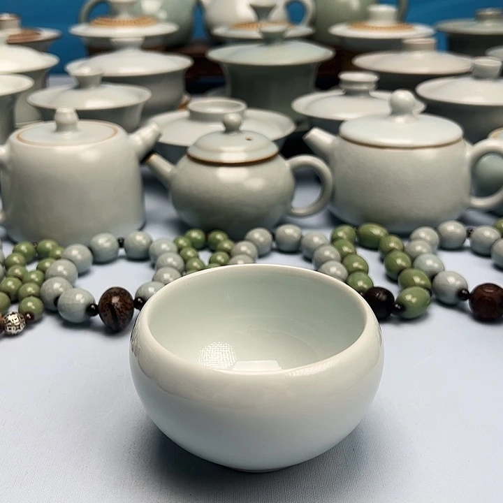 杯仿月白釉禅定杯原矿原釉原产地