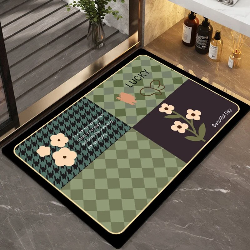 C23【60*90cm】硅藻泥入户门垫喜庆玄关厨房浴室防滑免洗地毯地垫