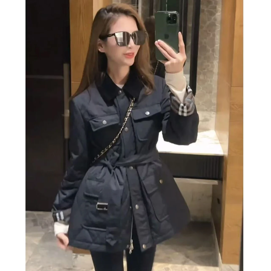 "费尔午逅“羊驼毛格纹棉服气质显瘦高级感冬季百搭保暖棉服