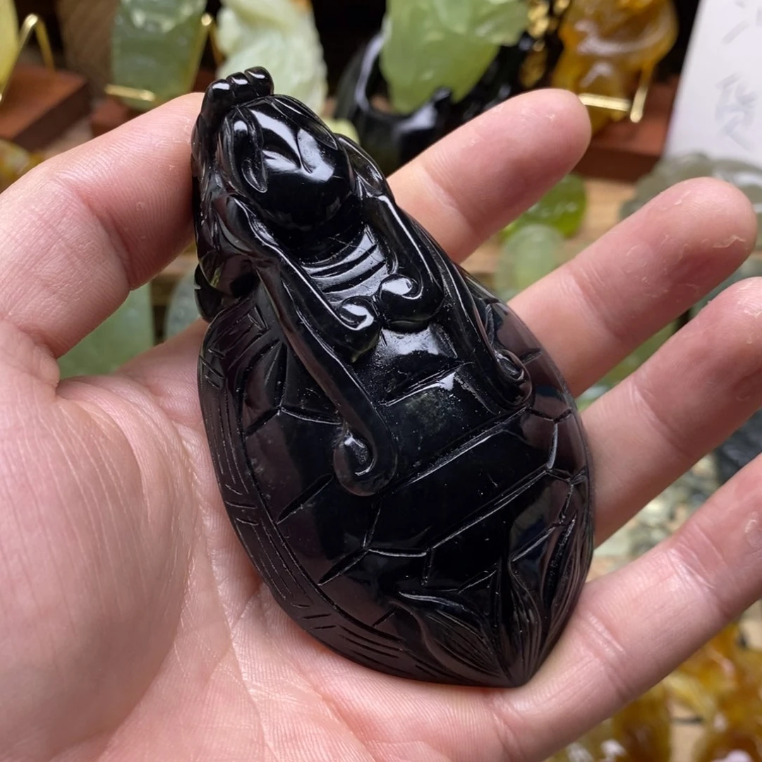 未镶嵌岫玉龙龟手把